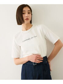 ショート丈コンパクトTEE(白刺繍&黒ロゴプリント)/イージーケア ROPE' ロペ トップス カットソー・Tシャツ ホワイト【送料無料】[Rakuten Fashion]