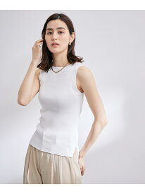 リブ編みニットノースリーブ ROPE' ロペ トップス ニット ホワイト ブラウン【送料無料】[Rakuten Fashion]