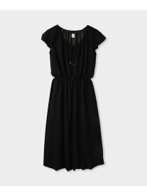 【SALE／30%OFF】【一部店舗限定】【REALM(レルム)】SHEER PUFF SLEEVE DRESS｜フロントリボンワンピース REALM ロペ ワンピース・ドレス ワンピース ネイビー ブラック【RBA_E】【送料無料】[Rakuten Fashion]