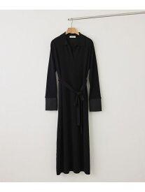 【J'aDoRe・一部店舗限定サイズ】サテンコンビオープンカラーニットワンピース/イージーケア ROPE' ロペ ワンピース・ドレス ワンピース ブラック カーキグリーン【先行予約】*【送料無料】[Rakuten Fashion]