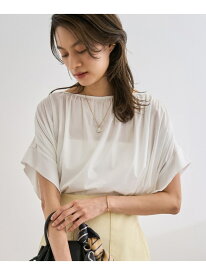 【SALE／30%OFF】【洗える】クリア天竺ギャザー半袖プルオーバー/お仕事服 ROPE' ロペ トップス カットソー・Tシャツ カーキグリーン ホワイト ブラック ブルー【RBA_E】【送料無料】[Rakuten Fashion]