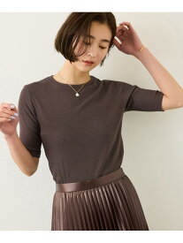 【SALE／60%OFF】コンフォートリブハーフスリーブカットソー(5分袖)/イージーケア・接触冷感 ROPE' ロペ トップス カットソー・Tシャツ ブラック ブラウン ブルー【RBA_E】【送料無料】[Rakuten Fashion]