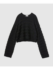 【SALE／30%OFF】フリルボーダーニットショートプルオーバー ROPE' ロペ トップス ニット ブラック ホワイト【RBA_E】【送料無料】[Rakuten Fashion]