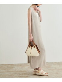 【SALE／50%OFF】尾州リネン ディープVネックフレアワンピース ROPE' ロペ ワンピース・ドレス ワンピース ネイビー ベージュ【RBA_E】【送料無料】[Rakuten Fashion]