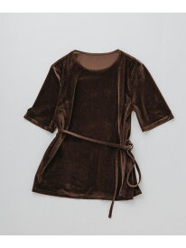 チョーカーコード付きシアーベロアTシャツ/イージーケア【J'aDoRe・一部店舗限定サイズ】 ROPE' ロペ トップス カットソー・Tシャツ ブラウン ホワイト【先行予約】*【送料無料】[Rakuten Fashion]