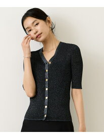 【SALE／30%OFF】シアーラメワイドリブ5分袖カーディガン/イージーケア ROPE' ロペ トップス カーディガン ピンク ネイビー ベージュ【RBA_E】【送料無料】[Rakuten Fashion]
