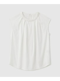 【SALE／50%OFF】サテンギャザーネックフレンチスリーブカットソー ROPE' ロペ トップス カットソー・Tシャツ ホワイト ブラック【RBA_E】【送料無料】[Rakuten Fashion]