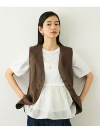 【SALE／30%OFF】カットオーガンジー ドッキングペプラムカットソー/接触冷感・汗染み防止加工・吸水速乾・イージーケア ROPE' ロペ トップス カットソー・Tシャツ ブラック ホワイト【RBA_E】【送料無料】[Rakuten Fashion]