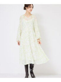【SALE／70%OFF】シアープリントボリュームスリーブワンピース ROPE' ロペ ワンピース・ドレス ワンピース ブルー グリーン ブラック【RBA_E】【送料無料】[Rakuten Fashion]