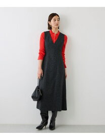 ヘリンボーンツィードVネックジャンパースカート ROPE' ロペ ワンピース・ドレス ジャンパースカート ブラック【先行予約】*【送料無料】[Rakuten Fashion]