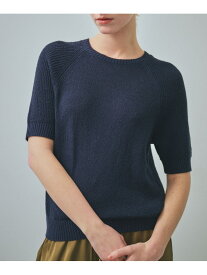 【SALE／60%OFF】【一部店舗限定】【REALM(レルム)】HALF SLEEVE KNIT｜5分袖ニット REALM ロペ トップス ニット ホワイト グレー ネイビー【RBA_E】【送料無料】[Rakuten Fashion]
