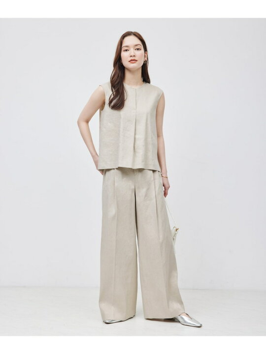 楽天市場】【SALE／50%OFF】ストレッチリネン2タックワイドパンツ 