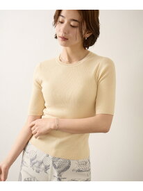 【SALE／50%OFF】コットンリブ5分袖ブルオーバー/イージーケア ROPE' ロペ トップス ニット ブラック ベージュ オレンジ【RBA_E】【送料無料】[Rakuten Fashion]