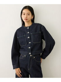 【SALE／50%OFF】ノーカラーデニムジャケット(岡山デニム)/セットアップ対応・イージーケア ROPE' ロペ ジャケット・アウター デニムジャケット ネイビー ブルー【RBA_E】【送料無料】[Rakuten Fashion]