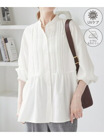 【SALE／40%OFF】【UVケア・防シワ】羽織れるピンタックデザインペプラムシャツ ROPE' PICNIC ロペピクニック トップス シャツ・ブラウス ブルー ホワイト ブラック【RBA_E】[Rakuten Fashion]