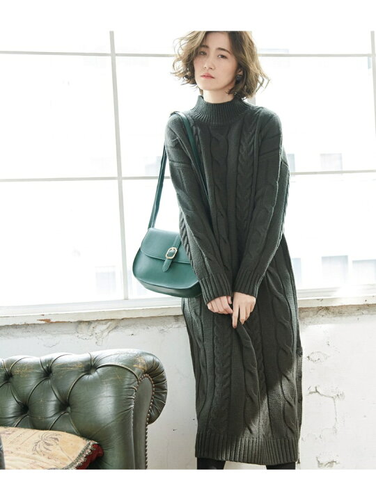楽天市場 Sale 49 Off ケーブル編みニットワンピース Rope Picnic ロペピクニック ワンピース ワンピースその他 ブラック ホワイト ブラウン カーキ ネイビー ピンク Rba E Rakuten Fashion Rope Picnic ロペピクニック