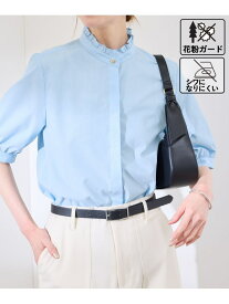 【SALE／11%OFF】【花粉ガード・防シワ】ハーフスリーブフリルシャツ ROPE' PICNIC ロペピクニック トップス シャツ・ブラウス ブルー ホワイト ネイビー ピンク【RBA_E】【送料無料】[Rakuten Fashion]