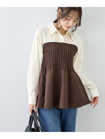 【SALE／20%OFF】シャツドッキングペプラムニット ROPE' PICNIC ロペピクニック トップス シャツ・ブラウス ブラック ブラウン【RBA_E】【送料無料】[Rakuten Fashion]
