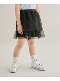 【KIDS】ダブルフリルチュールスカート ROPE' PICNIC KIDS ロペピクニック スカート その他のスカート ブラック ピンク[Rakuten Fashion]