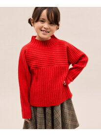 【SALE／30%OFF】【KIDS/キッズ】もちもちリブ切り替えニットプルオーバー/イージーケア・リンクコーデ ROPE' PICNIC KIDS ロペピクニック トップス ニット ホワイト グレー ブルー レッド【RBA_E】[Rakuten Fashion]