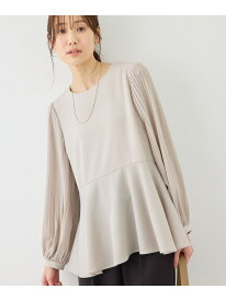 袖プリーツフレアブラウス ROPE' PICNIC ロペピクニック トップス シャツ・ブラウス ホワイト グレー ネイビー【送料無料】[Rakuten Fashion]