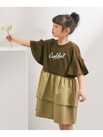 【SALE／37%OFF】【KIDS】リンクコーデ/ロゴプリントティアードドッキングワンピース ROPE' PICNIC ロペピクニック ワンピース・ドレス ワンピース ベージュ カーキ【RBA_E】[Rakuten Fashion]