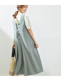 【SALE／36%OFF】バックレースアップワンピース ROPE' PICNIC ロペピクニック ワンピース・ドレス ワンピース グリーン ブラウン イエロー【RBA_E】[Rakuten Fashion]