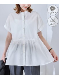 【SALE／50%OFF】フレンチペプラムシャツ/UVカット・防シワ ROPE' PICNIC ロペピクニック トップス シャツ・ブラウス ピンク ホワイト ブルー【RBA_E】[Rakuten Fashion]
