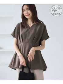 【接触冷感】ハートネックペプラムブラウス ROPE' PICNIC ロペピクニック トップス シャツ・ブラウス ブルー ネイビー ベージュ ブラウン【送料無料】[Rakuten Fashion]