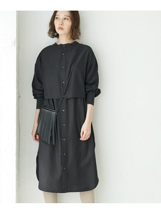 楽天市場 Web限定 2way レイヤード風シャツワンピース Rope Picnic ロペピクニック ワンピース シャツワンピース ブラック ベージュ カーキ 送料無料 Rakuten Fashion Rope Picnic ロペピクニック