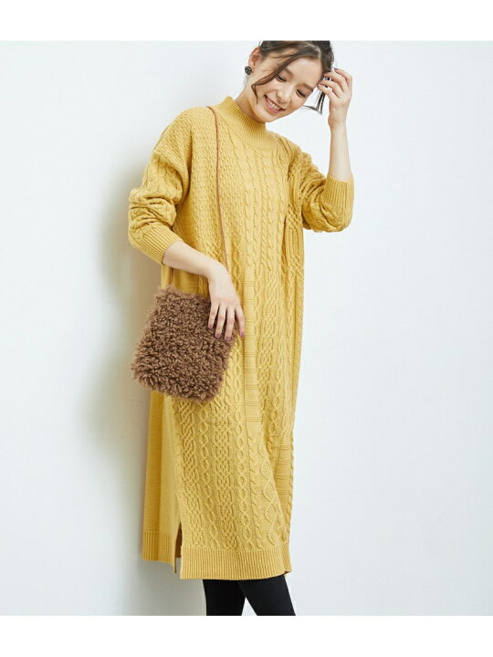 楽天市場 Sale 49 Off ケーブルニットワンピース Rope Picnic ロペピクニック ワンピース ワンピースその他 イエロー ベージュ ネイビー Rba E Rakuten Fashion Rope Picnic ロペピクニック