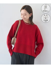 【SALE／50%OFF】【新色追加】着丈が選べるクルーネックサイドスリットニットプルオーバー/イージーケア ROPE' PICNIC ロペピクニック トップス ニット ベージュ ブラック レッド パープル ブルー【RBA_E】[Rakuten Fashion]