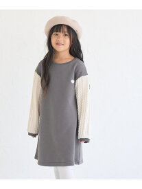 【SALE／50%OFF】【KIDS】袖ケーブル裏起毛ワンピース ROPE' PICNIC KIDS ロペピクニック ワンピース・ドレス ワンピース ベージュ グレー【RBA_E】[Rakuten Fashion]