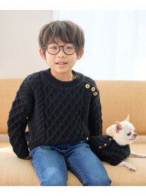 【SALE／50%OFF】【KIDS】バンドンニットゴールド釦ケーブルプルオーバー/リンクコーデ ROPE' PICNIC ロペピクニック トップス ニット ブラック ホワイト ブルー【RBA_E】[Rakuten Fashion]