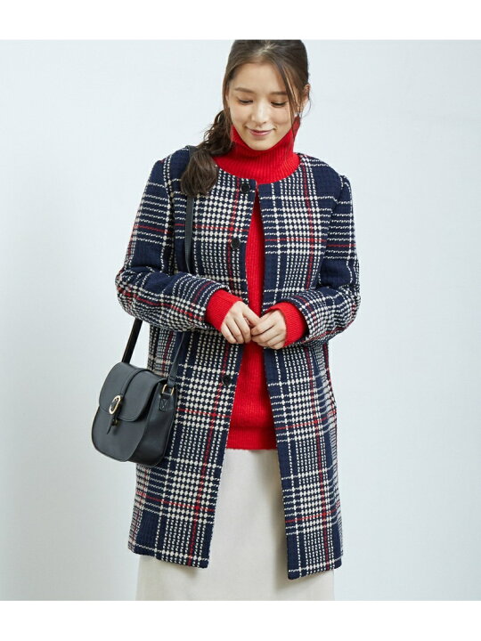 楽天市場】【SALE／50%OFF】ノーカラーチェックコート ROPE