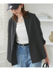 【SALE／30%OFF】バンドカラーラウンドヘムストライプシャツ/セットアップ対応 ROPE' PICNIC ロペピクニック トップス シャツ・ブラウス ネイビー【RBA_E】[Rakuten Fashion]