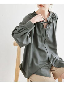 麻混スタンドフリルシャツ ROPE' PICNIC ロペピクニック トップス シャツ・ブラウス グレー ホワイト ブルー【送料無料】[Rakuten Fashion]