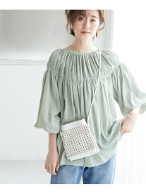 【SALE／33%OFF】【2WAY】袖ボリュームシャーリングブラウス ROPE' PICNIC ロペピクニック トップス シャツ・ブラウス グリーン グレー ホワイト パープル イエロー【RBA_E】[Rakuten Fashion]