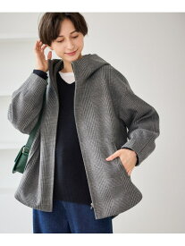 【SALE／40%OFF】【新色追加】ジャージーメルトンシリーズ ジップアップフーデッドコート/無地・チェック/リンクコーデ ROPE' PICNIC ロペピクニック ジャケット・アウター その他のジャケット・アウター グレー ベージュ ブラウン ブ【RBA_E】【送料無料】[Rakuten Fashion]