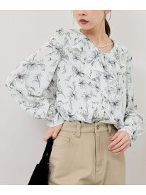 【SALE／50%OFF】花柄ラッフルデザインブラウス ROPE' PICNIC ロペピクニック トップス シャツ・ブラウス グレー【RBA_E】[Rakuten Fashion]
