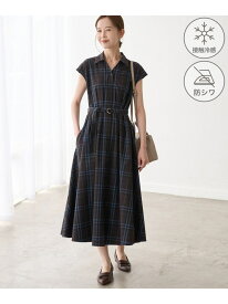 ウエストタックチェックアソートワンピース/接触冷感・防シワ・リンクコーデ ROPE' PICNIC ロペピクニック ワンピース・ドレス ワンピース ネイビー ブルー【送料無料】[Rakuten Fashion]