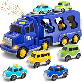 車 おもちゃ 建設車両セット トラック ミニカー 2 3 4 5 6 歳 男の子 女の子 キャリアカー トレーナー 光と音 室内遊び 男の子ランキング 誕生日 プレゼント 贈り物 クリスマス 橙色 赤い パープル 黄色 ブルー