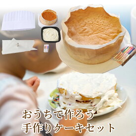 【送料無料】おうちで作ろう！手作り デコレーションケーキセット スポンジ 生クリーム 絞り袋 バースデーケーキ 巣ごもり おうち時間 おうち遊び 子供　手づくり　母の日 クリスマス Xmas