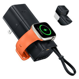 ＼お盆連休～p20倍／】ACコンセント一体型モバイルバッテリー・iPhoneとApplewatch同時充電・Lightning用ケーブル内蔵】2IN1 Applewatchモバイルバッテリー 5200mAh power bank 22.5W PD 急速充電 ACアダプター取り外し コンパクト