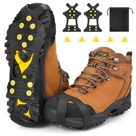 Jetika ｢2026冬初登録｣アイゼン 10本爪 クランポン アイスグリッパー 軽量チェーンスパイク 靴底取り付け型 簡単着脱 転倒防止 滑り止め 高い伸縮性シリコン素材 S/M/Lサイズ 19-29cmの靴対応