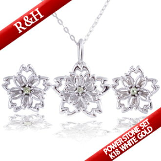 Roryxtyle K18white Gold Stone White Necklace Boxed Stud K18white Gold Stone White Necklace Boxed Stud Earring Set Flower Pendant Whitegold 18 Karat And K18 Wg Gifts Gift