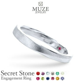 シークレットストーン エンゲージリング【名入れ無料】婚約指輪 MUZE JEWELRY ウエーブライン 指輪 シルバー925プラチナ仕上げ プラチナ仕上げ SV925 プロポーズ サプライズ 記念 made in japan 刻印 名入れ roryxtyle