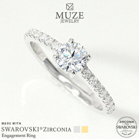 MUZE JEWELRY 指輪 SWAROVSKI 直径5mm（総0.89ct相当）ハーフエタニティ プラチナ仕上げ オーダーメイド プラチナ仕上げ K18ゴールド仕上げ エンゲージリング 婚約指輪 スワロフスキーリング プロポーズ サプライズ 記念 made in japan 刻印 名入れ roryxtyle