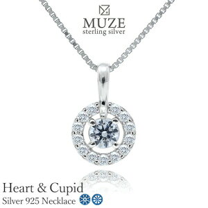 MUZE JEWELRY ԃ`[t  y_g SV925 0.15ct n[gL[sbh Heart&Cupid L[rbNWRjA Vo[ 3.5mm WG[  LO  ޏ  LO WG[ made in j