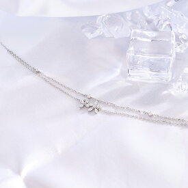 ブレスレット ダブルフラワー 花モチーフ シルバー チェーン 韓国アクセサリー